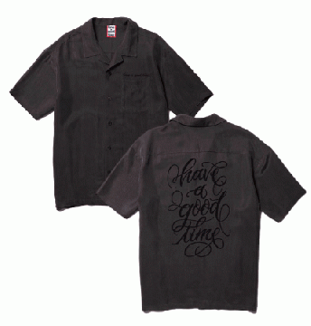 SCRIPT LOGO EMBROIDERED RELAXED S/S SHIRT CHARCOAL